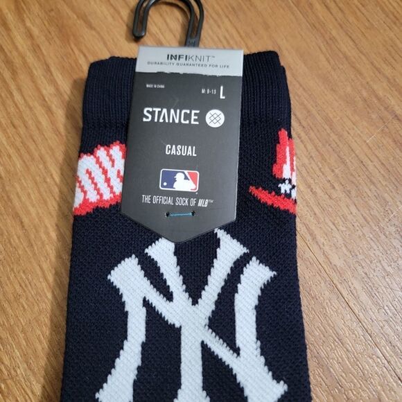 Stance MLB New York Yankees Landmark Crew Socks Navy Red USA Large L Infiknit - Picture 8 of 12